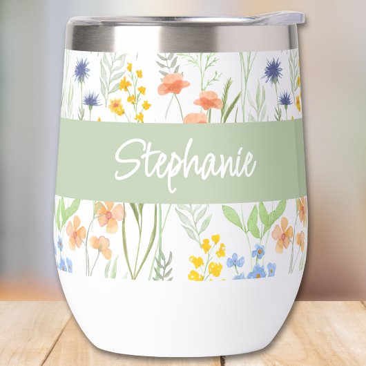 Monogramme de nom à l'aquarelle de fleur sauvage v