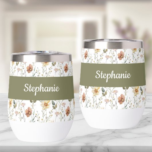 Monogramme de nom à l'aquarelle de fleurs sauvages