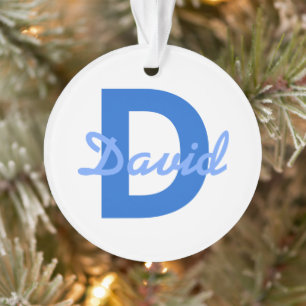 Monogramme de nom blanc bleu foncé et clair modifi