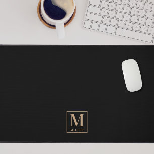 Monogramme de nom de famille noir et marron modern