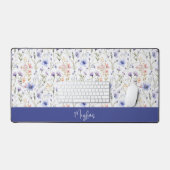 Monogramme de nom de fleur sauvage aquarelle bleu (Clavier et souris)