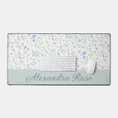 Monogramme de nom de fleur sauvage aquarelle bleu (Clavier et souris)