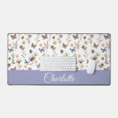 Monogramme de nom de fleur sauvage aquarelle bleue (Clavier et souris)