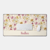 Monogramme de nom de fleur sauvage aquarelle rose (Clavier et souris)