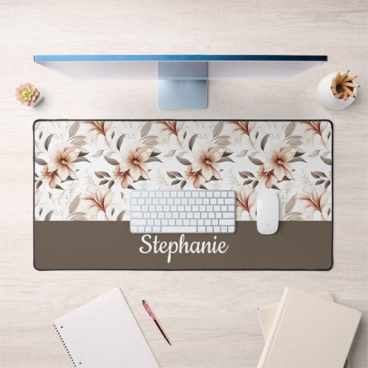 Monogramme de nom de fleur sauvage aquarelle rose (Bureau 1)
