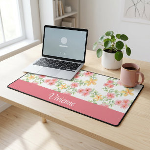 Monogramme de nom de fleur sauvage aquarelle rose 