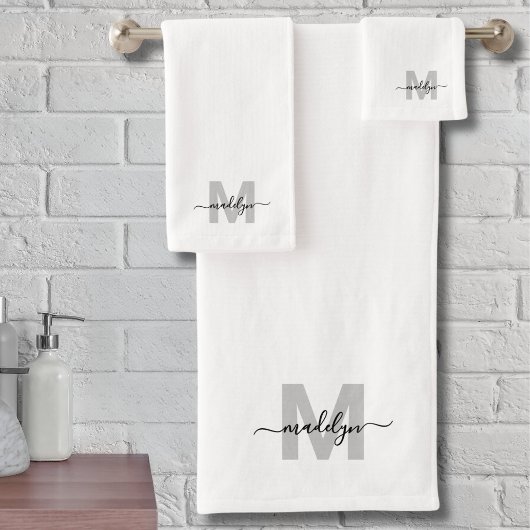 Monogramme de nom de script girly moderne noir bla