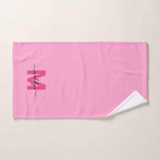 Monogramme de nom de script rose fille (Serviette à main)