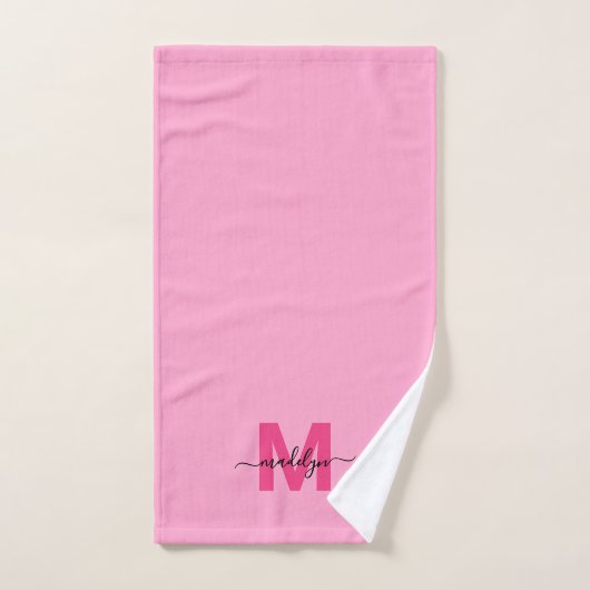 Monogramme de nom de script rose fille (Serviette à main)