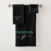 Monogramme de nom de script simple sarcelle noir m (En situation)