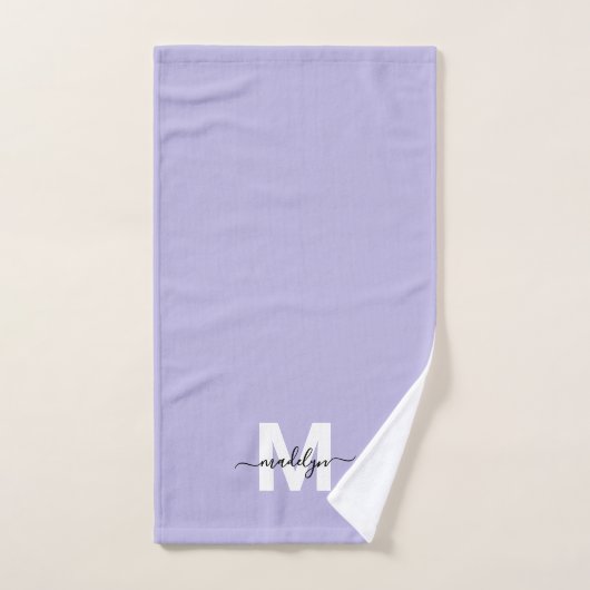 Monogramme de nom de script violet (Serviette à main)
