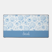 Monogramme de nom floral aquarelle bleu blanc (Recto)