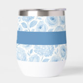 Monogramme de nom floral aquarelle bleu blanc (Gauche)