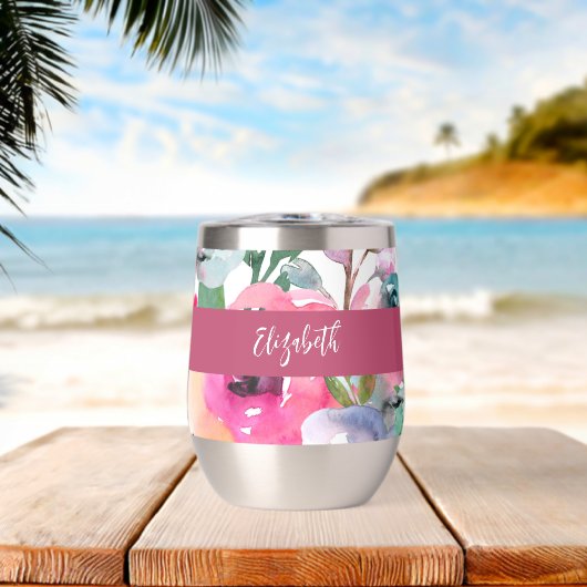 Monogramme de nom floral aquarelle d'été (Plage (pivotée))