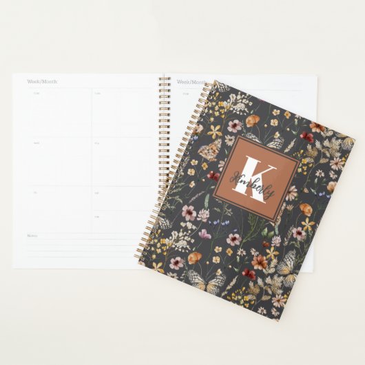 Monogramme de nom floral Boho moderne (Devant avec enveloppe)
