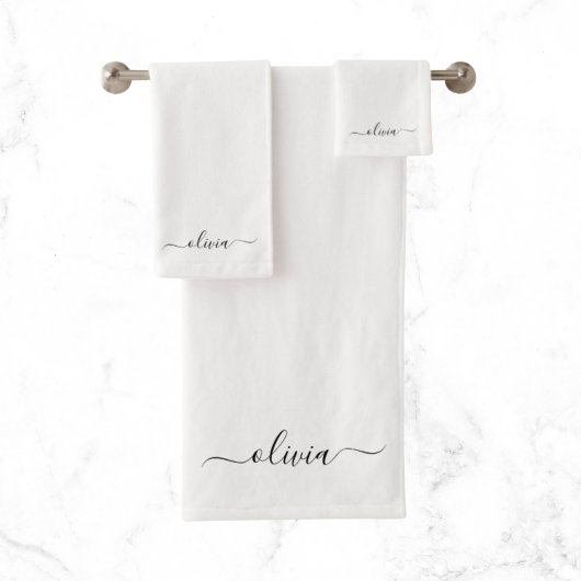 Monogramme de nom girly de script moderne noir et 