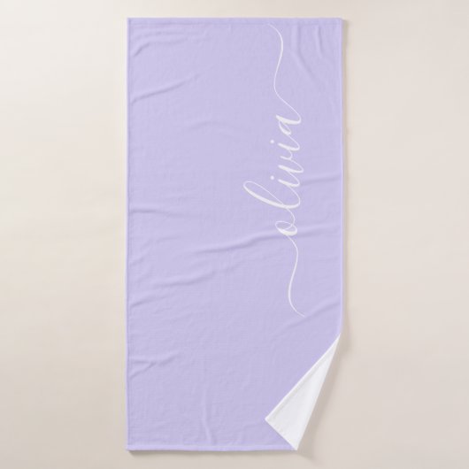Monogramme de nom girly écriture moderne lavande v (Serviette de bain)