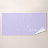 Monogramme de nom girly écriture moderne lavande v (Serviette de bain)