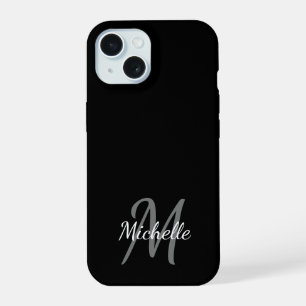 Monogramme de nom minimal en noir et blanc + Initi