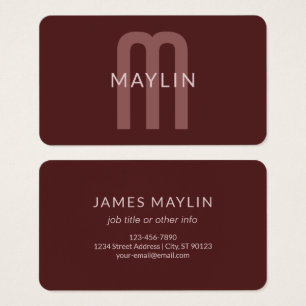 Monogramme de nom moderne Rouge bordeaux