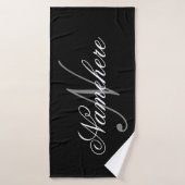 Monogramme de nom noir et blanc personnalisé uniqu (Serviette de bain)