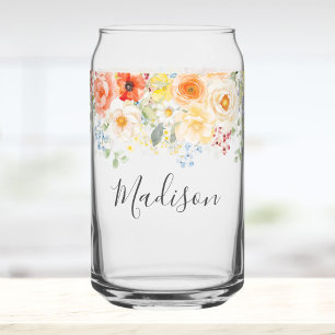 Monogramme de nom personnalisé Aquarelle Floral So