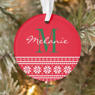 Monogramme de nom personnalisé motif nordique Noël