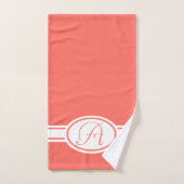 Monogramme de pantone Living Coral (Serviette à main)