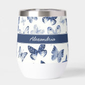 Monogramme de papillon bleu et blanc (Arrière)