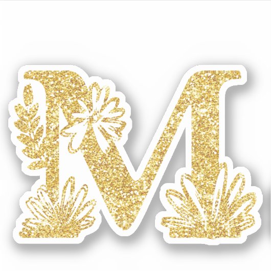 Monogramme de Parties scintillant d'or Sticker flo (Devant)