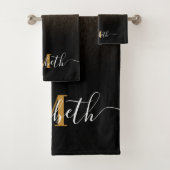 Monogramme de Parties scintillant noire et dorée (En situation)