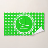 Monogramme de point de polka vert (Serviette à main)