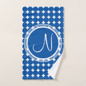 Monogramme de point Polka Bleu (Serviette à main)