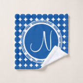 Monogramme de point Polka Bleu (Gant de toilette)