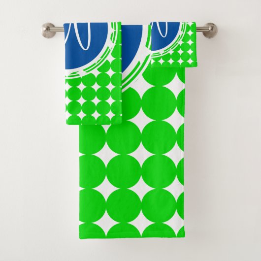Monogramme de point Polka bleu et vert (En situation)