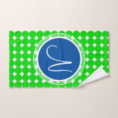 Monogramme de point Polka bleu et vert (Serviette à main)