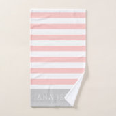 Monogramme de rayures grises et bleues | Couleurs  (Serviette à main)