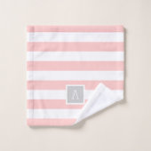 Monogramme de rayures grises et bleues | Couleurs  (Gant de toilette)