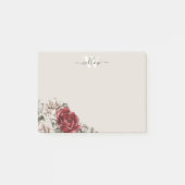 Monogramme de rose rouge rustique Floral Post-It N (Devant)