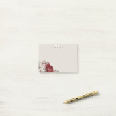 Monogramme de rose rouge rustique Floral Post-It N (Sur un bureau)