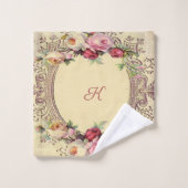 Monogramme de roses rouges roses roses roses vinta (Gant de toilette)