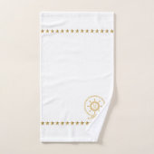 Monogramme de roue de bateau bleu or blanc (Serviette à main)
