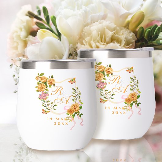 Monogramme de ruban Rose d'or