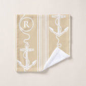 Monogramme de sable de plage de la corde d'Ancres  (Gant de toilette)
