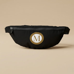 Monogramme de sceau central personnalisé noir et o