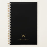 Monogramme de script Black Gold moderne<br><div class="desc">Un design moderne et élégant monogramme avec typographie manuscrite manuscrite en or et typographie en bloc sans serif sur un élégant arrière - plan noir. Le monogramme et le nom peuvent être facilement personnalisés.</div>
