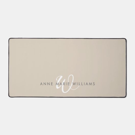 Monogramme de script blanc marron moderne (Recto)