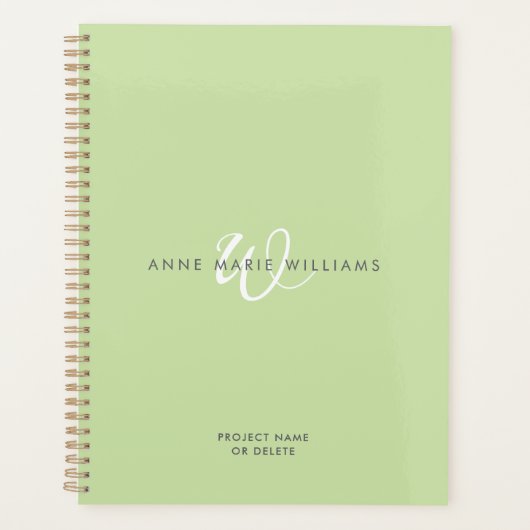 Monogramme de script blanc vert clair moderne (Devant)