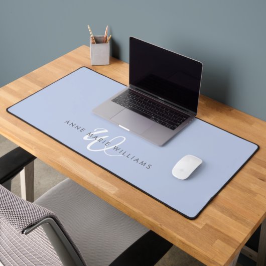 Monogramme de script bleu blanc moderne (Bureau 2)