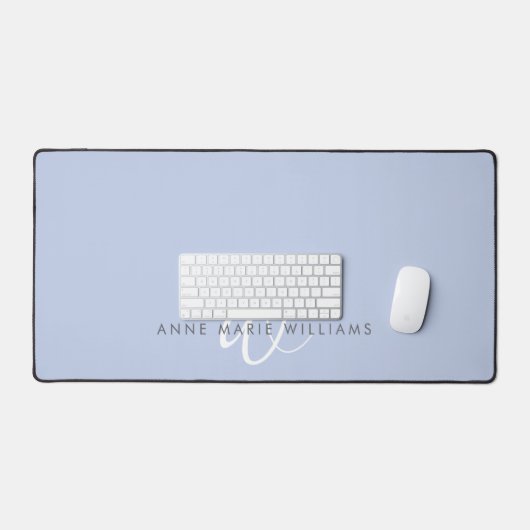 Monogramme de script bleu blanc moderne (Clavier et souris)